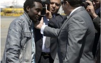 President el-Sisi greeting kidnapped Ethiopains rescued from Libya